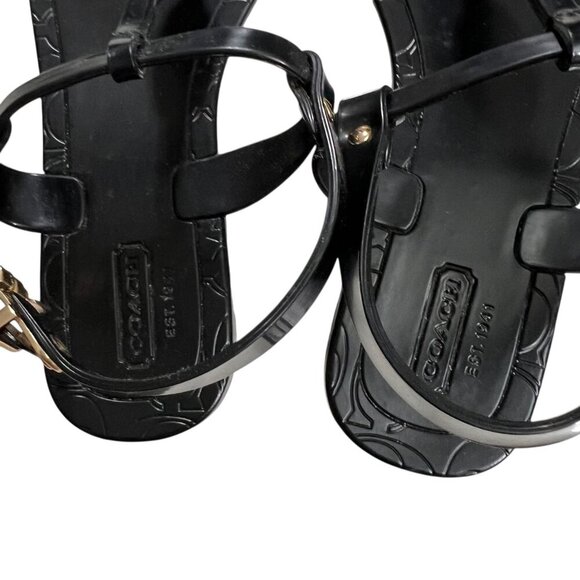 Coach Pier Black Jelly Sandals With Twist Lock Accent & Branded Hang Tag Size 5 - Picture 5 of 8